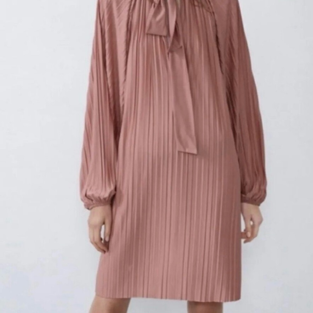 Elegant Pleated Dress in Rose